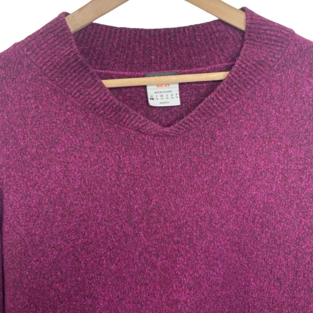 COLUMBIA | XCO Women's Raspberry Red V Neck Long Sleeve Knit Sweater | Size L - Picture 3 of 8